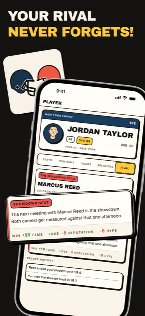 The rival screen comparing two careers